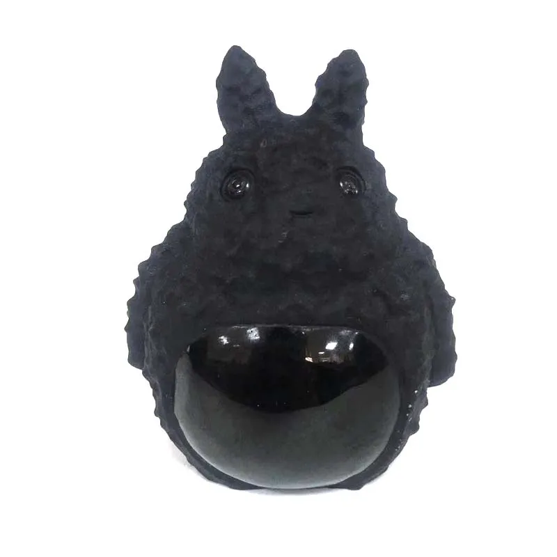 black obsidian Натуральный драгоценный камень Тоторо хрустальные статуэтки ремесло ручной резной натуральный камень мини статуя животного для декора Рэйки, лечение чакры XY - Цвет: black obsidian