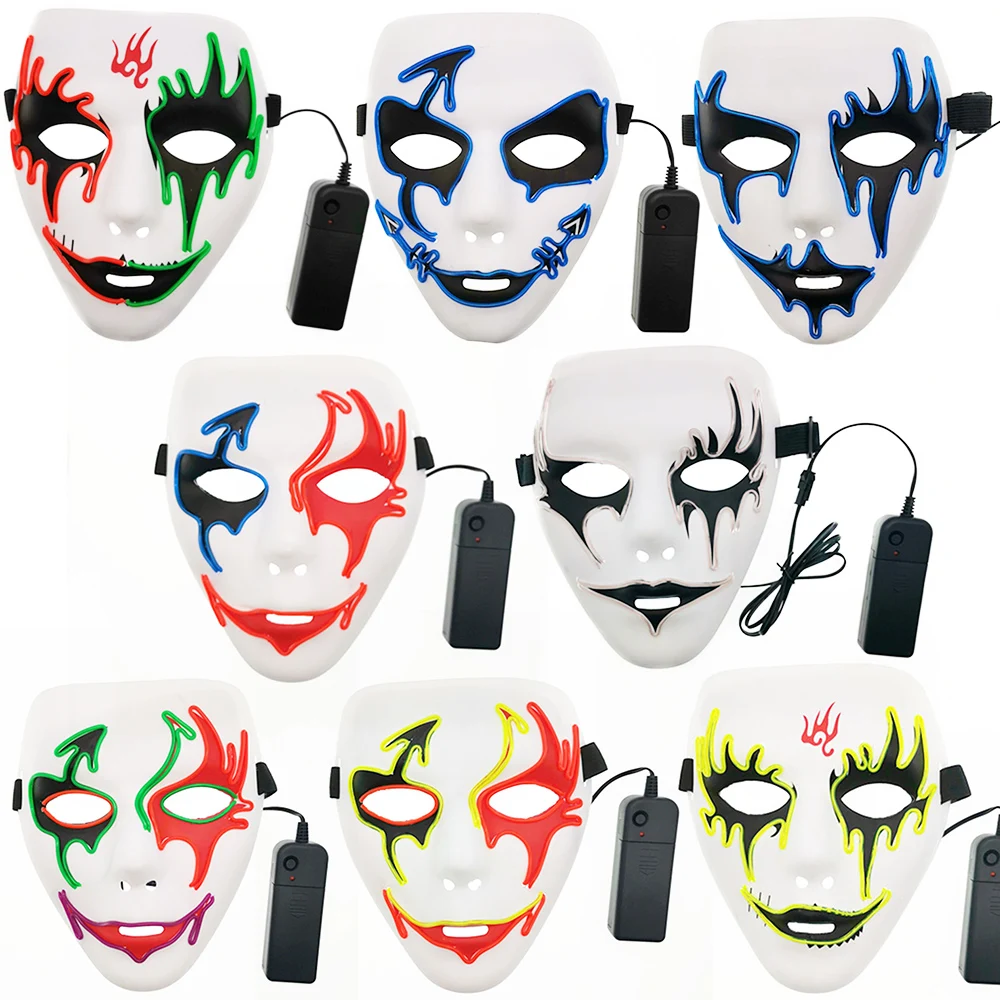 

Game Horror LED EL Mask Neon Light Up Cosplay Mask Halloween Party Rave Dance DJ Led Mask Decor Costume Props Gift Party Q30