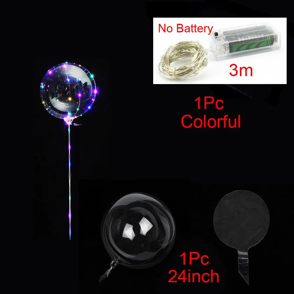 Luminous Led BoBo Balloon Transparent Round Bubble Decoration Wedding Birthday Party Balloon Colorful Light Christmas Tree Decor - Цвет: 24inch Colorful