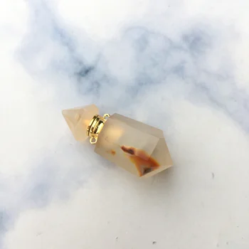 

Native Translucent Quartz Essential Oil Necklace Perfume Bottle Essential Oil Diffuser Double Buckle Necklace Hexagon Column