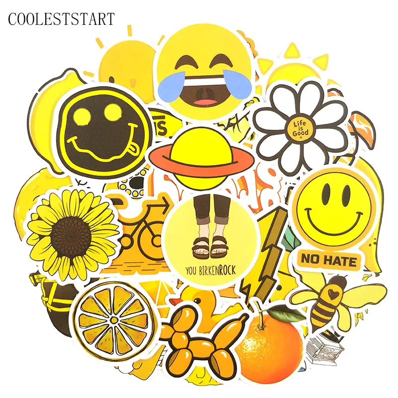 

50Pcs/Pack Graffiti Stickers Cartoon Yellow For Luggage Laptop Refrigerator Motorcycle Skateboard Pegatinas For Kid