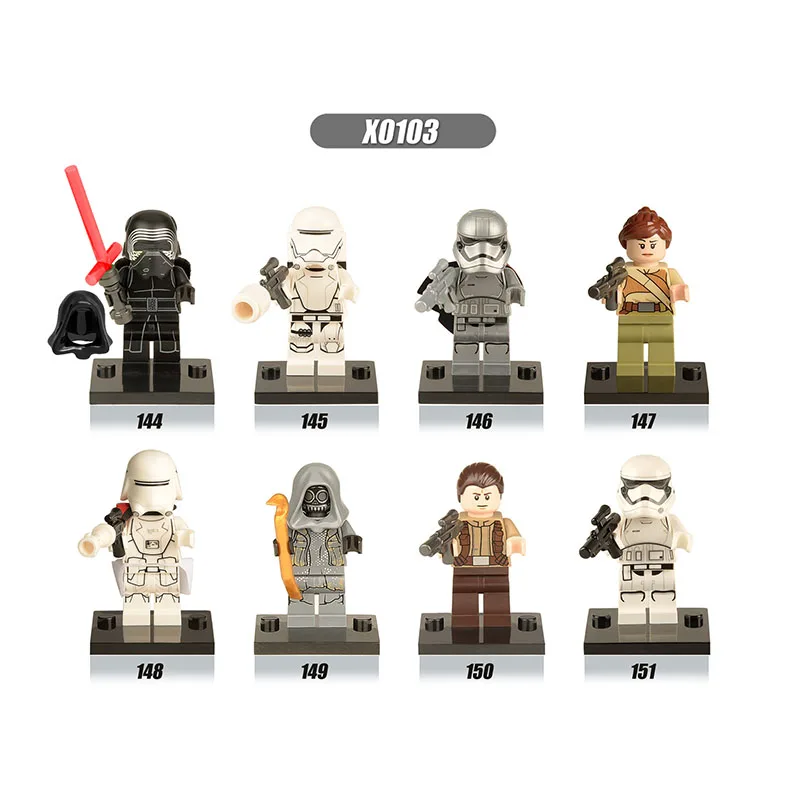 

X0103 8PCS Set Building Blocks The Force Awakens Finn Han Solo Rey Poe Troopers Figures Collection Toys For Children Gifts