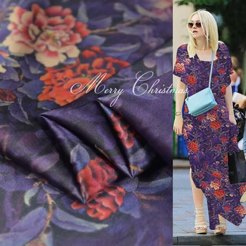 

Brocade flower heavy weight elastic satin real silk fabric, (improved yarn)