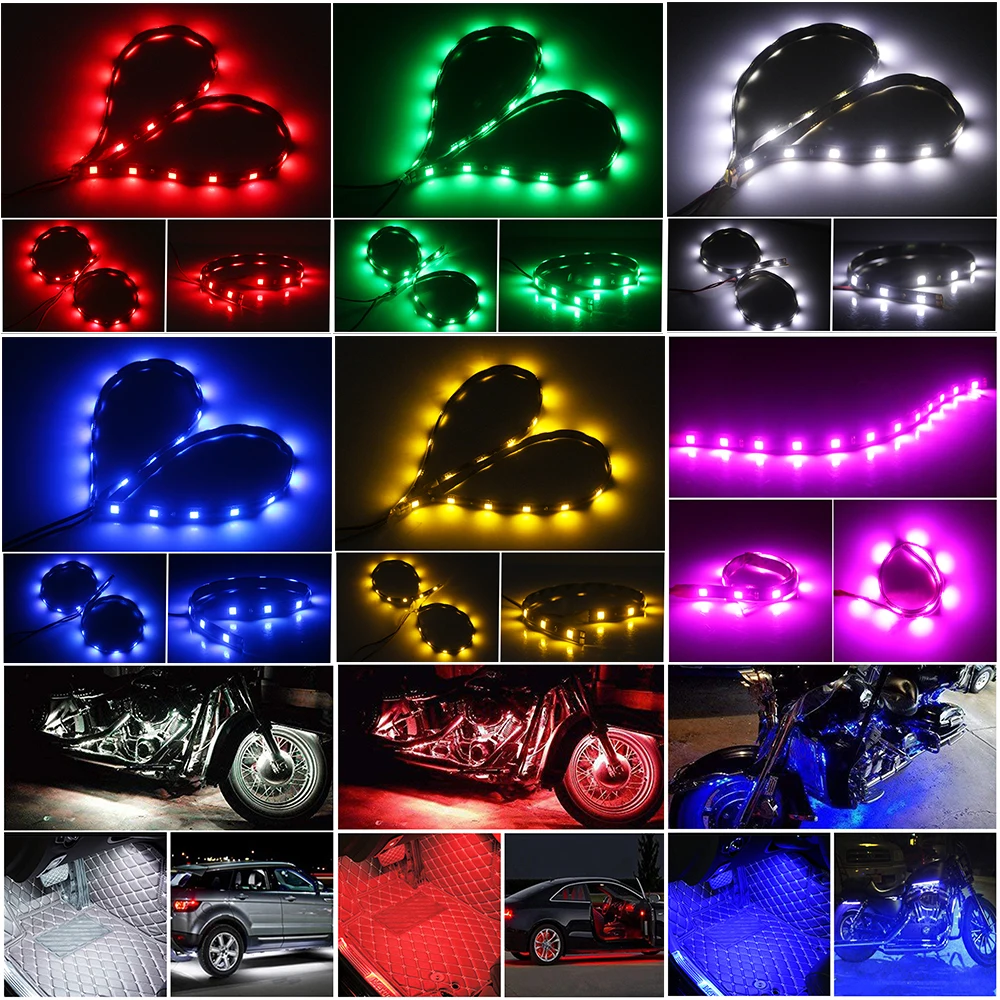 Tira de luces LED para exterior de automóvil, tira de luz diurna de 12 V,  luces LED flexibles impermeables, tiras LED impermeables, decoración para  el