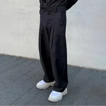 EWQ/мужские брюки Весна Повседневный костюм брюки модные черные широкие брюки легкие мужские костюмы костюм брюки