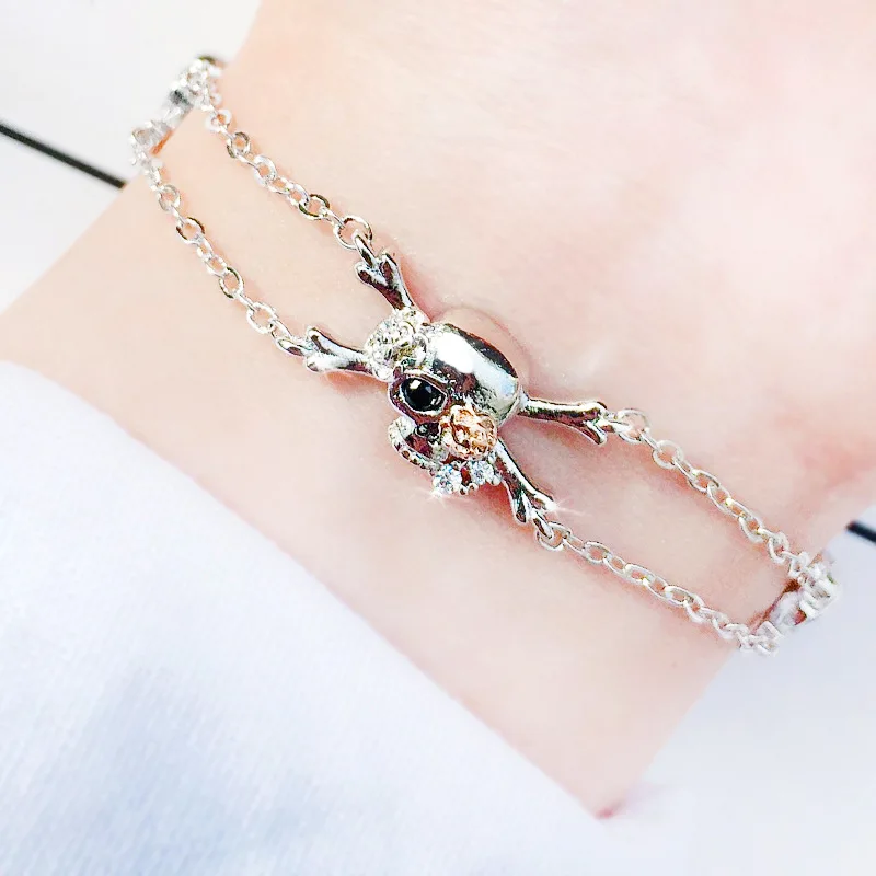 ZHOUYANG унисекс череп и розы браслет для женщин и мужчин в стиле Панк Серебряный цвет скелет руки Catenary подарок модные украшения KBH094