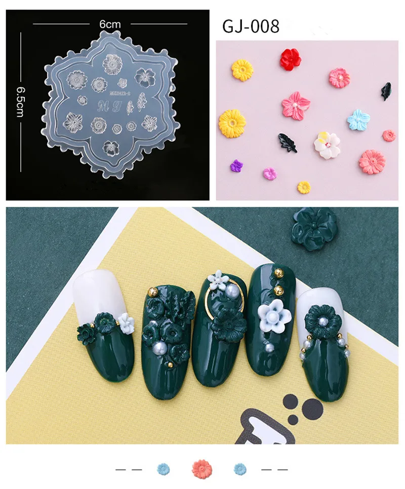 3D силиконовая форма для штамповки ногтей резьба по дереву штамповка пластины для дизайна ногтей шаблон УФ гель лак маникюрный пресс DIY инструменты - Цвет: GJ-008