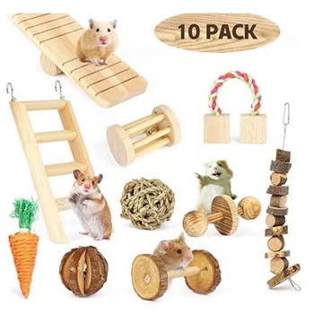 

Hamster Chew Toys Guinea Pig Toys Natural Wooden Gerbil Rats Chinchillas Toys Exercise Ball Roller Teeth Care Molar Toy