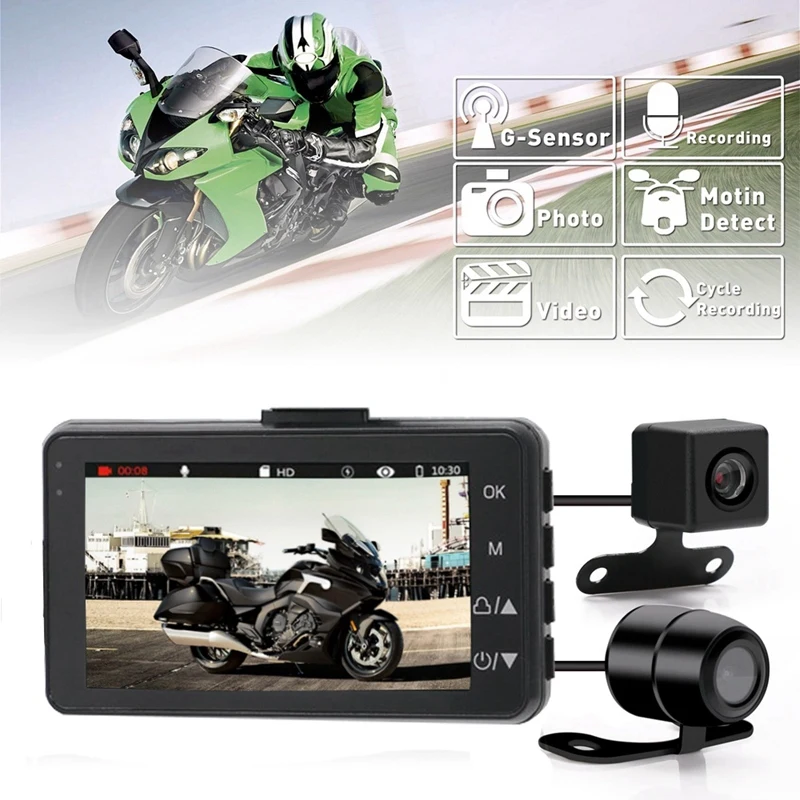 3 дюймов 1080P HD мотоцикл Камера DVR мотор Dash Cam с Специальная двойная трек спереди видеорегистратор с камерой на задней панели мотоцикл электроники KYMT18