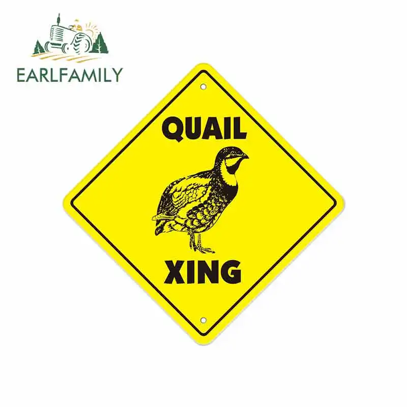 EARLFAMILY 13cm x 13cm for Quail Zone Xing Logo Funny Car Stickers Vinyl Refrigerator RV VAN 3D Car Accessories Graphics JDM