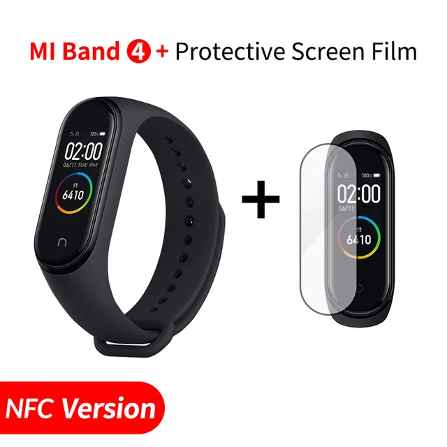 Xiaomi mi-браслет 4, умный Браслет mi Band 4, фитнес-браслет, цветной AMOLED экран, Bluetooth 5,0, спортивный, водонепроницаемый - Цвет: NFC Add Screen Film