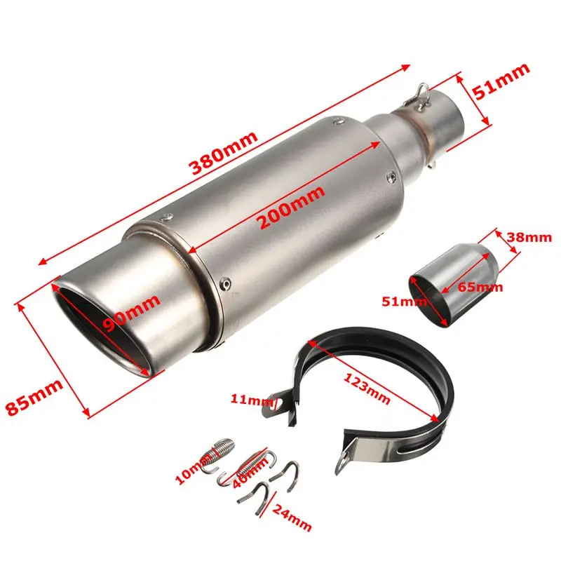 38-51mm Stainless Steel Motorcycle Street Racing Bike Exhaust Muffler Pipe w/ Silencer Universal for Honda For Kawasaki/Suzuki