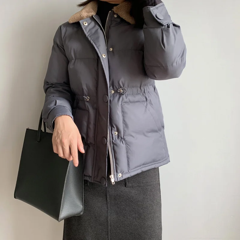 Abrigos Mujer Invierno парка с отложным воротником короткая хлопковая стеганая куртка теплая зимняя куртка женская однотонная зимняя куртка женская s