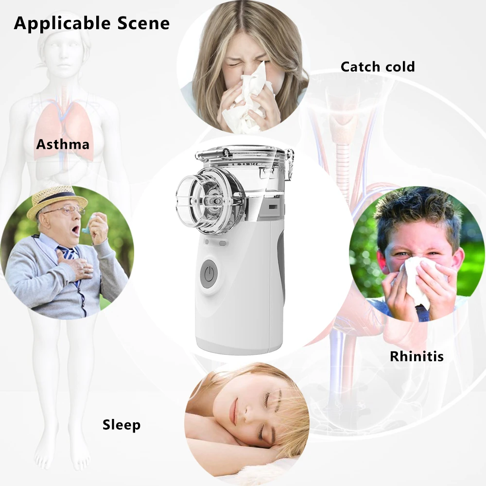 Loodom Mini Handheld Silent Inhale Nebulize Portable Finger Pulse Oximeter OLED Thermometer Digital