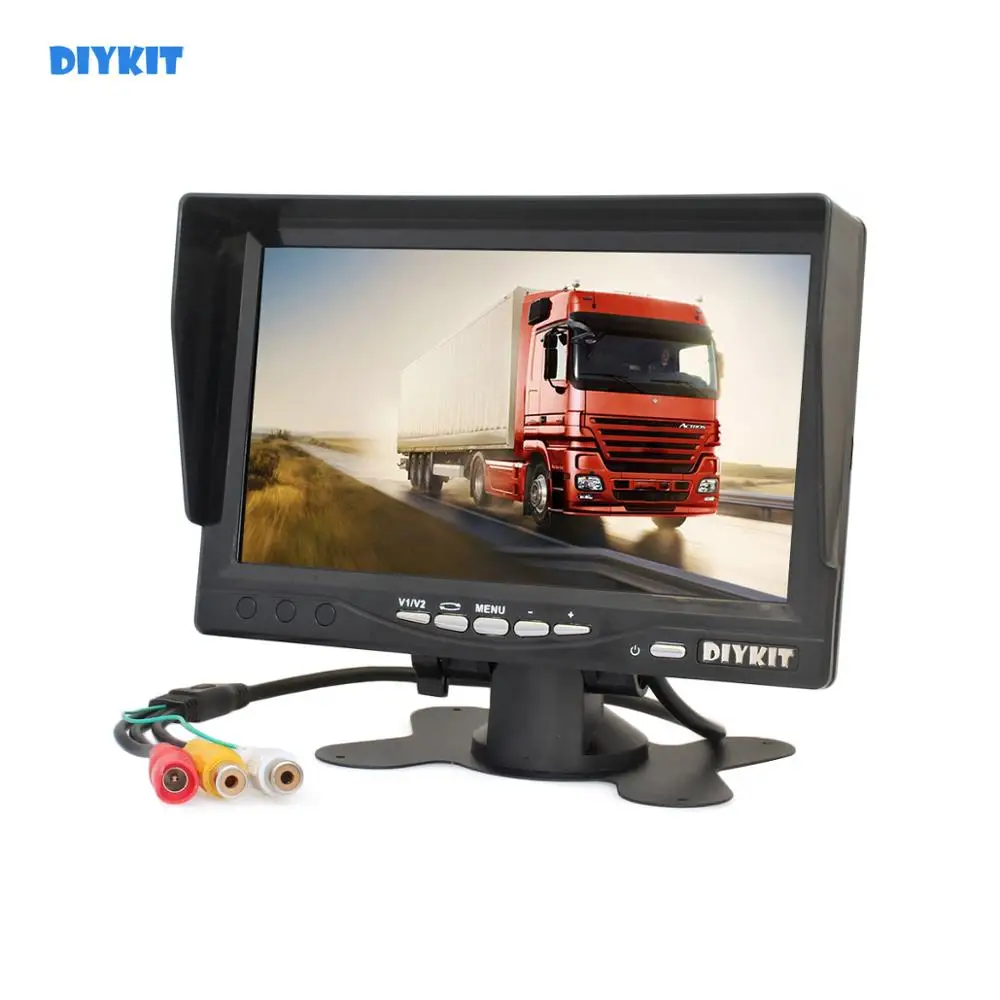 DIYKIT 7 дюймов TFT lcd автомобильный монитор дисплей задний вид автомобиля монитор экран AV вход пульт дистанционного управления с солнцезащитным козырьком