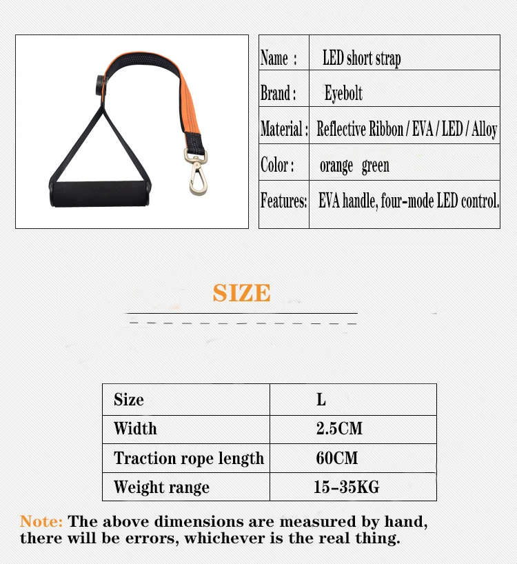 Высококачественный светодиодный поводок для собак короткий Натяжной ремень EVA ручка нейлоновый отражающий легкий поводок Страховочная привязь с ремнем большая средняя подушка для собачьей цепи
