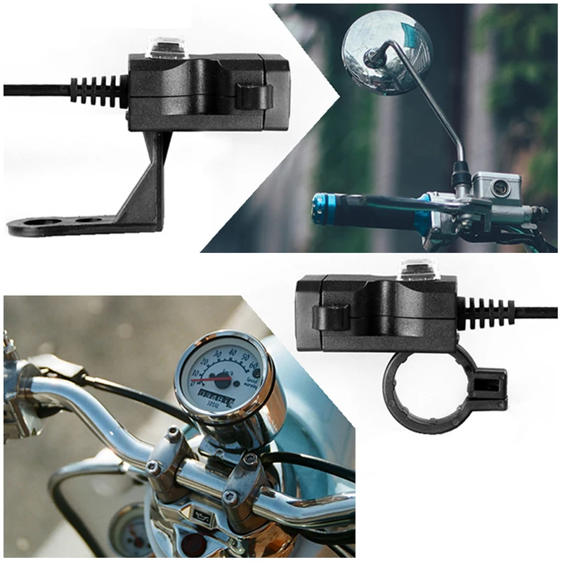 Dual USB 9V-24V Motorcycle Handlebar Charger Socket With Switch &amp Double Mounts Waterproof Motos Equipment Mobility Motocicleta |