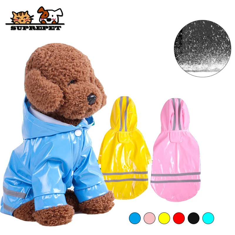 

SUPREPET 1PC 5-color Pet Dog Raincoat S~XL Hooded Pet Raincoat Pet Jacket PU Reflective Puppy Dog Clothes Dog Supplies