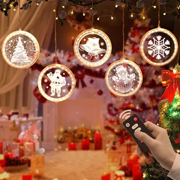 

Christmas 5 LED String Hanging Lights Room Lights Color Curtain Window Decor String Lights With Globe Clear Bulbs & Spare Bul