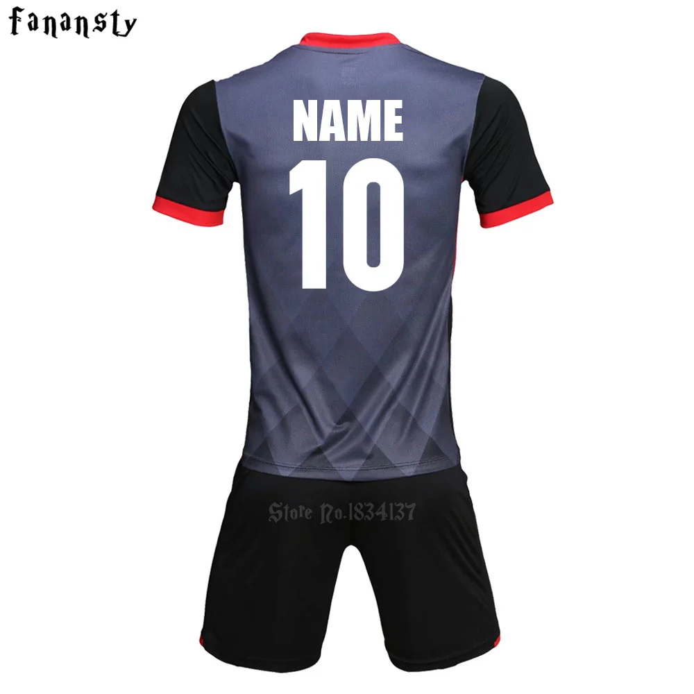 Men Soccer Jerseys Adult Black Training Game Jerseys Breathable Quick Dry Football Shirts Running Short Sleeve Clothes Custom