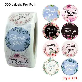 

500pcs 4 Or 8 Designs Floral Thank You Stickers Handmade Scrapbooking Seal Label