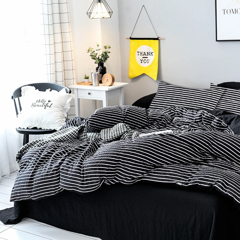 

Black White Stripe Pattern Simple Style Duvet Cover Set Bed Linen Set Bedding Set 2/3PCS for Boys Girls Twin Full Queen King