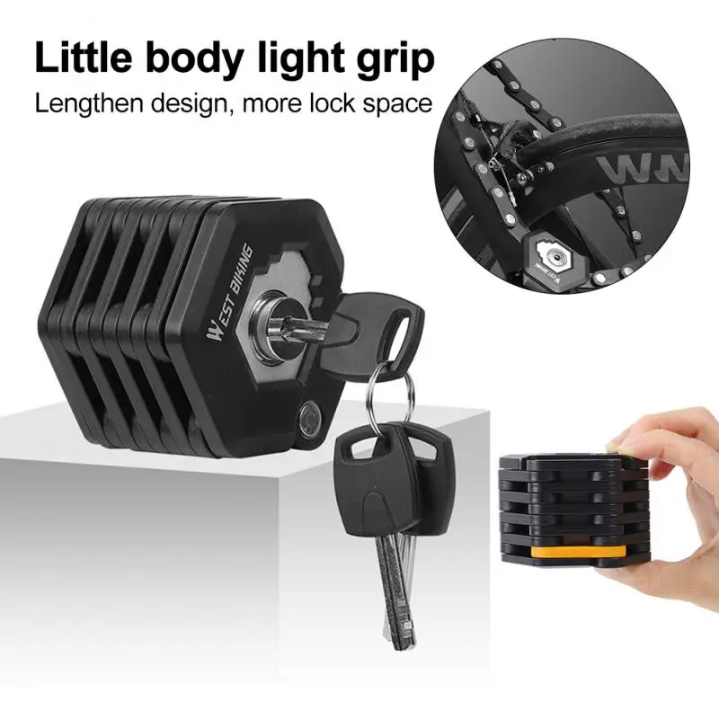 CyclingBikeLockAntiTheftFoldableChainLocks26SectionAlloy