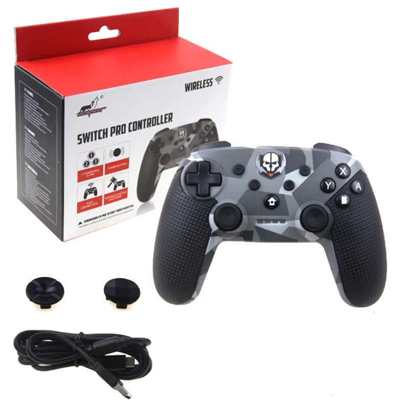 With box Gray camouf Высококачественный беспроводной Bluetooth NS игровой контроллер Джойстик для nintendo SWITCH Профессиональный джойстик/ПК/Android - Цвет: With box Gray camouf