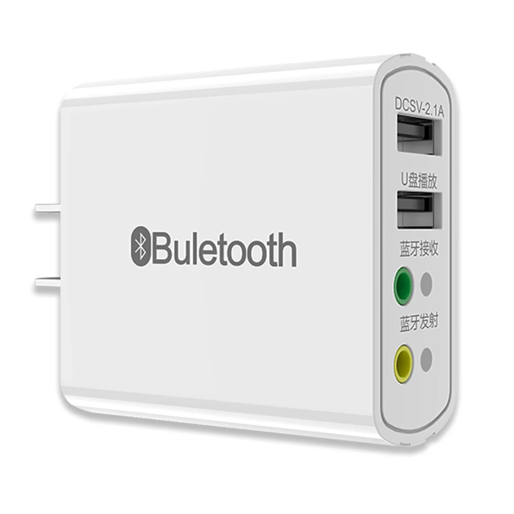 Bluetooth 5,0 RCA Aux 3,5 мм стерео аудио передатчик приемник беспроводной музыкальный адаптер с 2.1A быстрой зарядки USB 2,0 порт концентратор - Цвет: Black