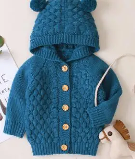 MILANCEL/одежда для малышей; Детский свитер с капюшоном; вязаная одежда для маленьких мальчиков; свитер для маленьких девочек - Цвет: green