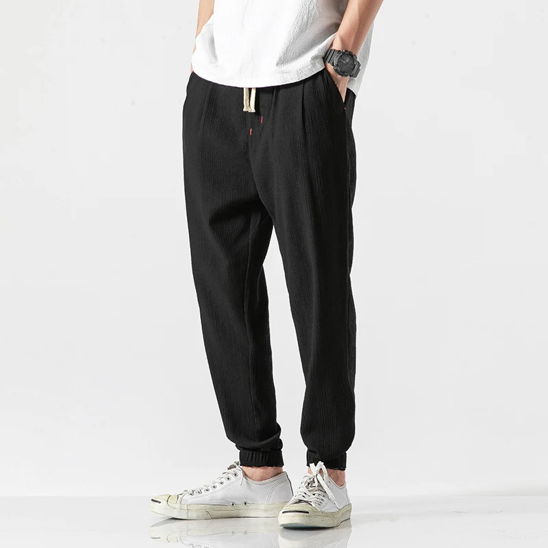 Cotton Linen Men's Pants Streetwear Joggers Pants Men Fashion 2020 Spring Summer Solid Harem Pants Men Large Size 5XL Cotton Linen Men's Pants Streetwear Joggers Pants Men Fashion 2020 Spring Summer Solid Harem Pants Men Large Size 5XL