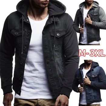 

Bomber Jackets Men Hoodies Denim Jacket Mens Spring Casual Slim Fit Jean Jacket Man Hoody Outwear Male Cowboy Coat