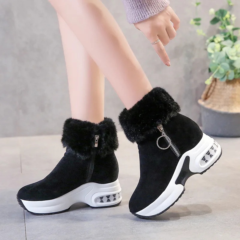 2023 Women's Ankle Boots Warm Plush Winter New Snow Boots Women's Retro Zipper Boots Platform Boots Botas Mujer Women's Shoes