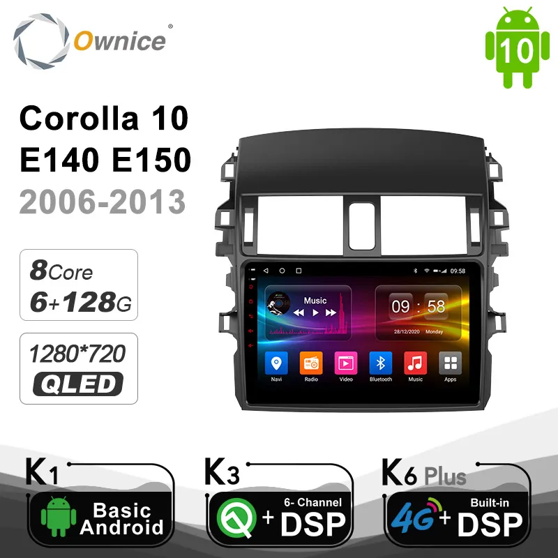 

6G+128G QLED Octa Core Android 10.0 DSP SPDIF Car Radio DVD player for Toyota Corolla 2009 2010 2011 2012 2013 4G LTE BT5.0