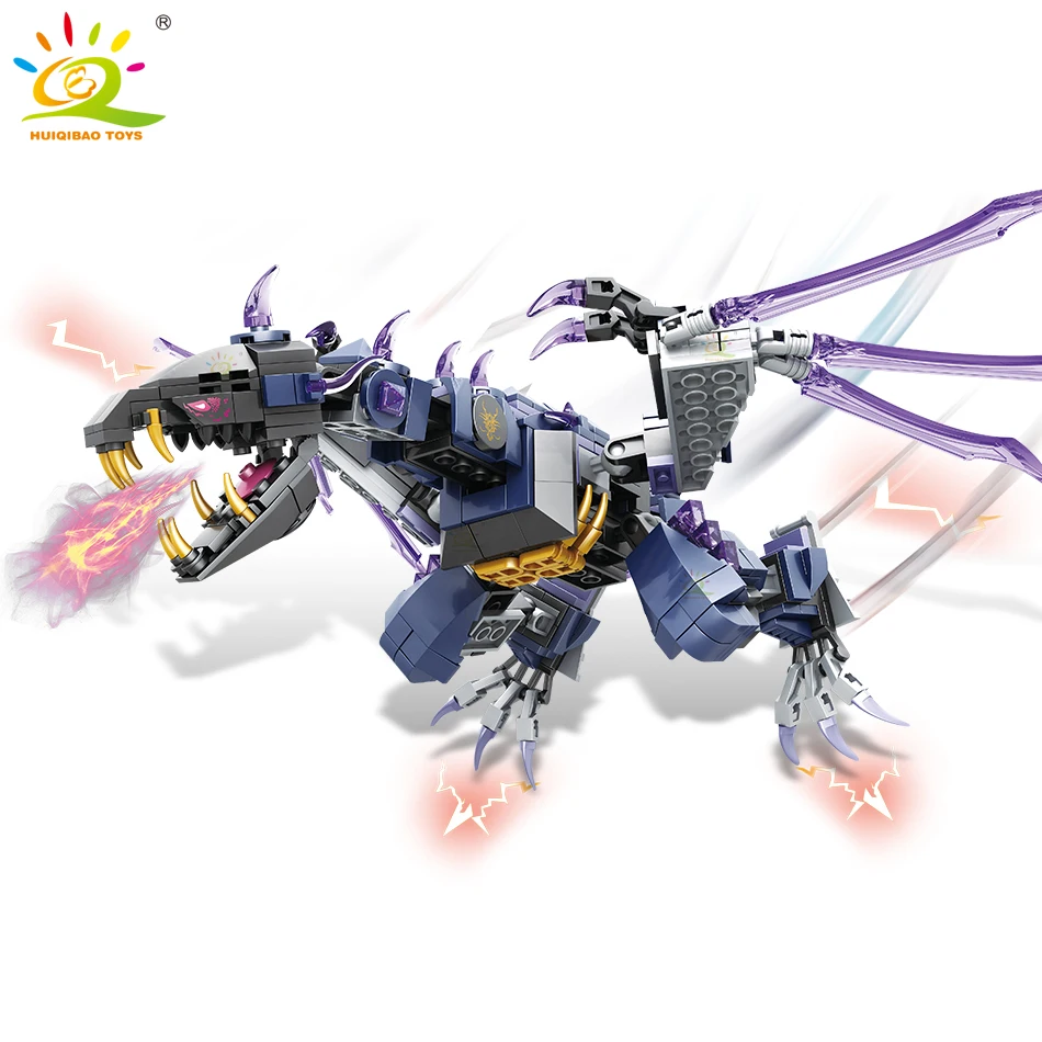 HUIQIBAO 477PCS Evil Dragon Model Building Blocks with Movie Ninja Knight Figures City Bricks Set Educational Toys For Children