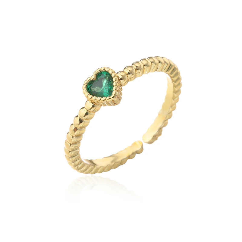 CZ Stone Tiny Heart Charm Ring Gold Color Copper Women Wedding Rings