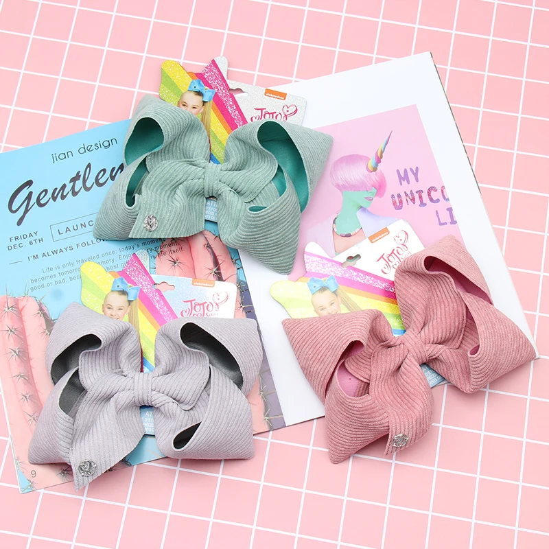 

7'' Jojo bows/Jojo Siwa Large Hair Bows for Girls Hair Clips Handmade Solid Corduroy Velvet Hair Pin Party Kids Hair Accessories