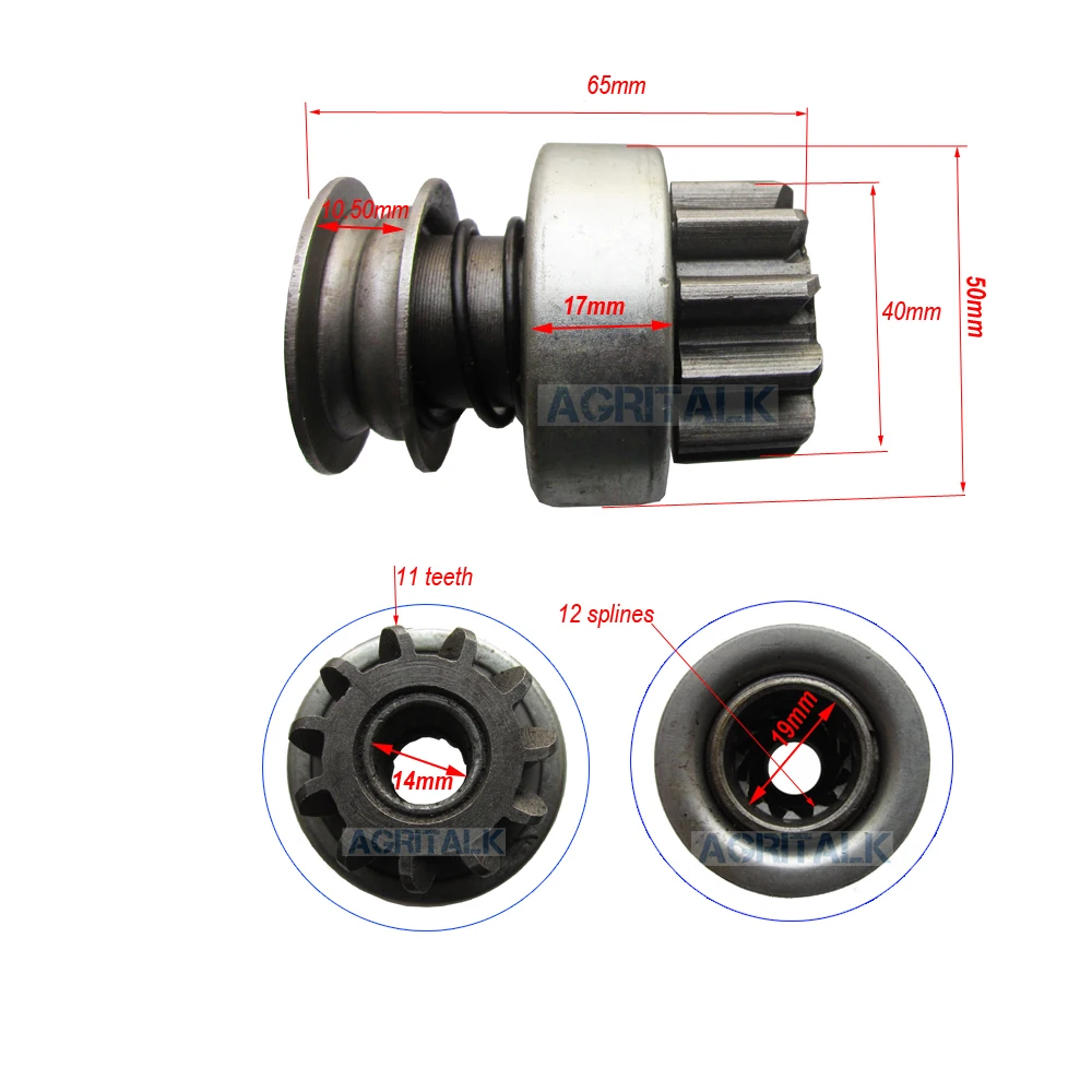 Bendix(приводная Шестерня) для стартера(без редуктора типа) QD132A, подходит для двигателя Laidong LL380, пожалуйста, проверьте