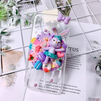 

DIY case For Samsung s20 ultra 3D Rabbit phone cover note8/9/10 plus cute Stella cream shell Galaxy s8/9/10+ handmade candy food