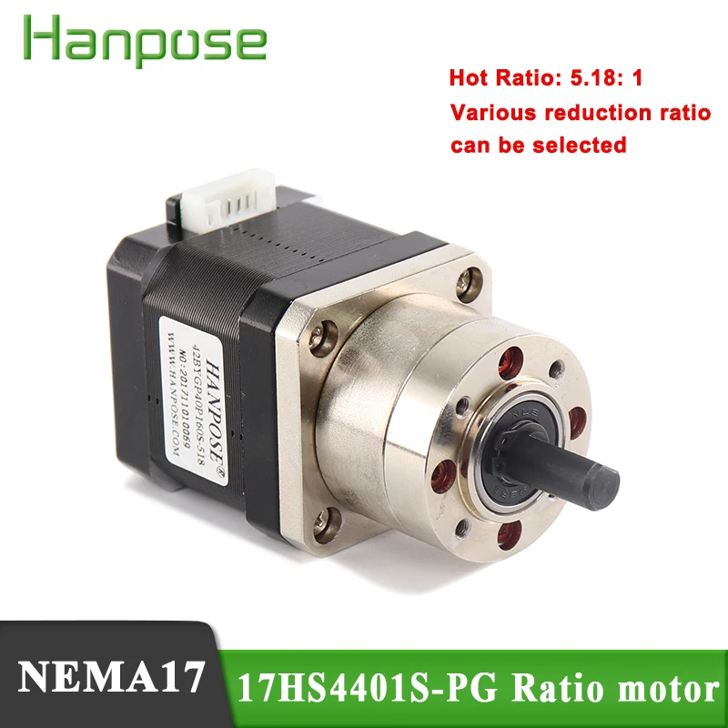 4-lead Nema17 Stepper Motor Ratio 5.18:1 Planetary Gearbox 17HS4401S-PG518 
