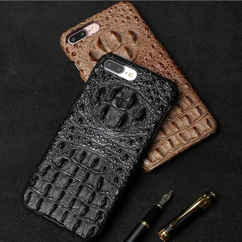 

Genuine Leather Handmade crocodile Anti-fall Telefone móvel Case For iPhone 8 6 6S 6plus 7 7 8 plus x xs max 11 Pro Max Cover