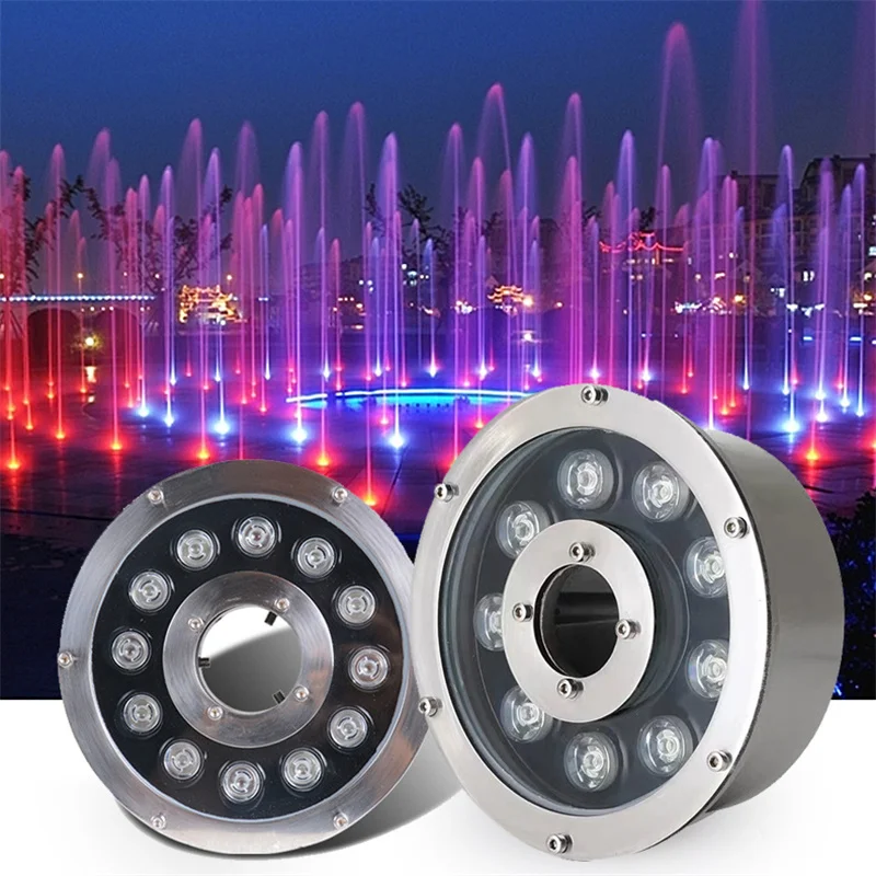 Description Picture 4 of itemIP68 LED Underwater Lamp Colorful Fountain Pool Light 6w 9w 12w 15w 24W Waterproof RGB Gradient Swimming Landscape Lamp12V 24V