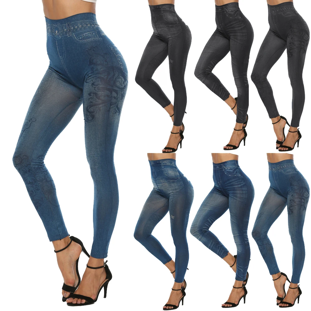 Женские винтажные стирающиеся цветные джинсовые леггинсы с принтом, Стрейчевые узкие брюки с низкой посадкой, бесшовные облегающие джинсы длиной до лодыжки