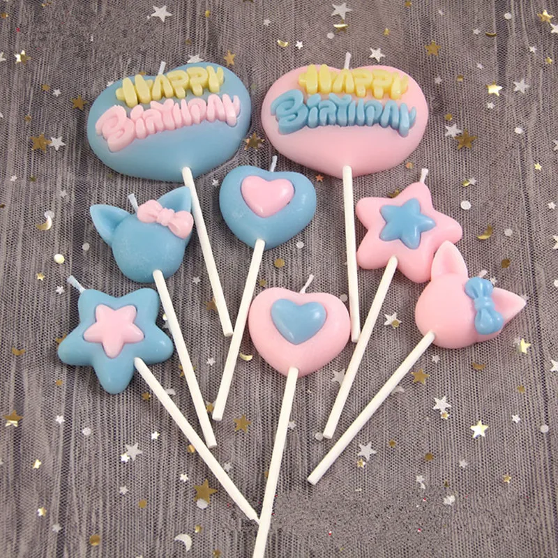 

1pcs Smokeless irthday Cake Candle 3D Heart And Star birthday candles for cake decorating supplies tools party decoration