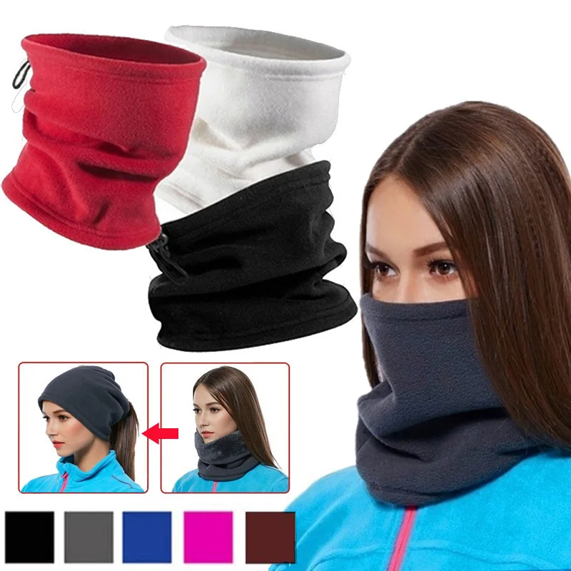 

Multifunctional 3 in 1 Thermal Polar Fleece Scarf Face Mask Neck Warmer Beanie Hat Women Men Outdoor Winter Cap Hats