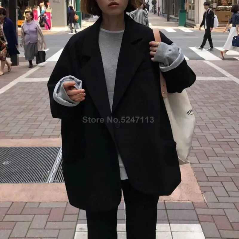 Women Autumn Winter Black Vintage Blazers Coat Female Jackets Blaser Feminino Chaqueta Mujer Plus Size Veste Femme