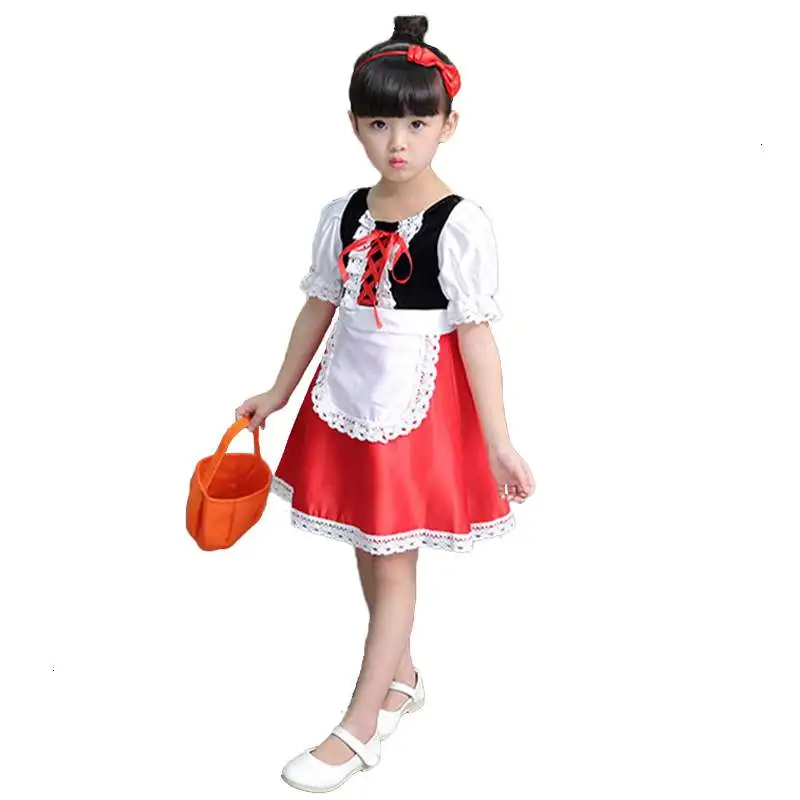 Little Red Riding Hood Cosplay costume for kids dress Halloween Carnival Fantasia Party girls Fancy Dress children party cosplay costume kids girls dress halloween dress outfit riding hood costume