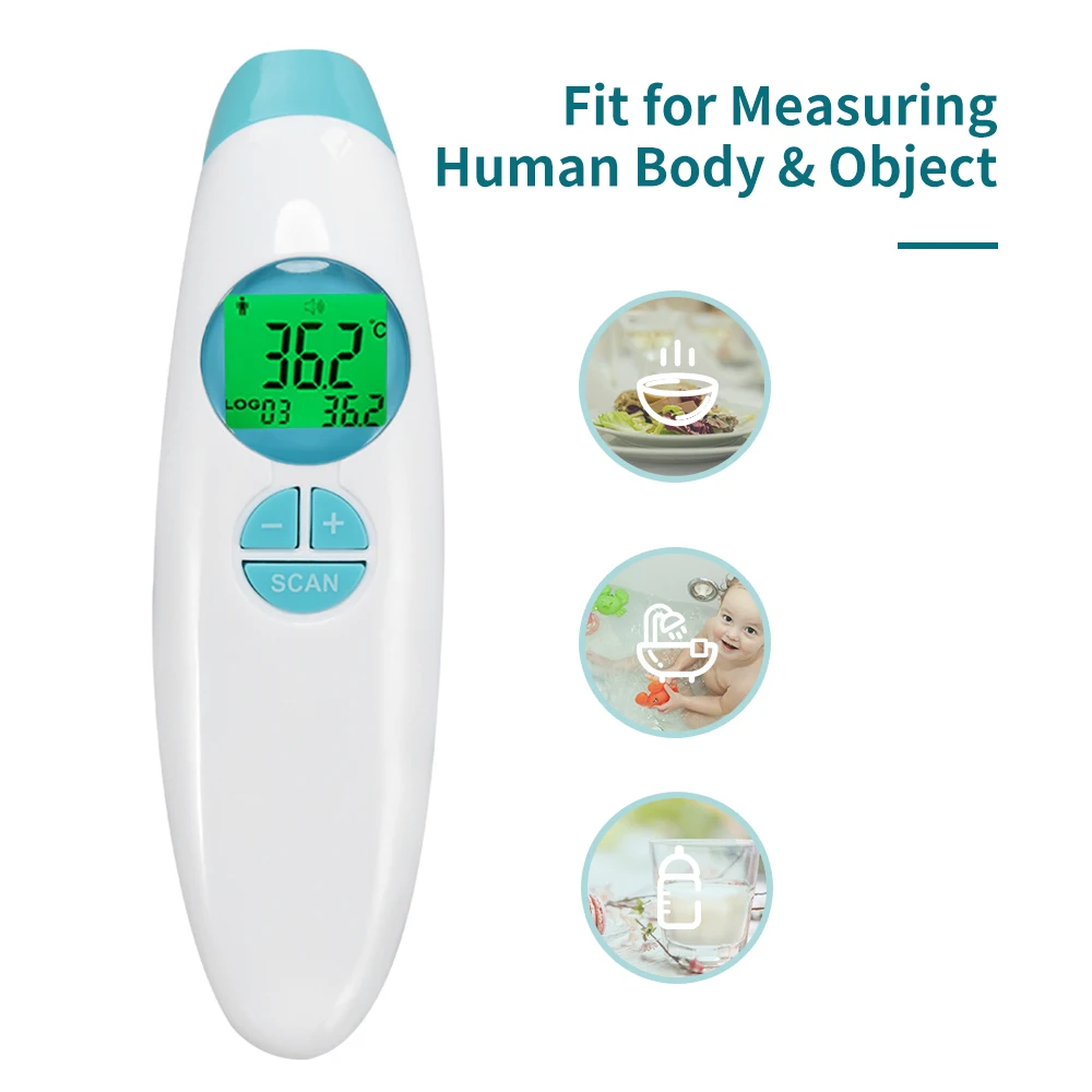 

Handheld Non-Contact Infrared Thermometer For Body Forehead / Object Large LCD Infrared Forehead Thermometer With Backlight