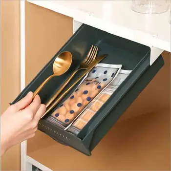 

Hidden Storage Drawer Kitchen Organizer Storage Box Stationery Holder Case Container Adhesive Drawer Table Kitchen accessories