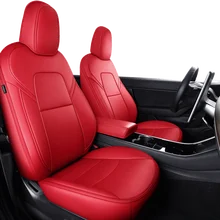 Tesla Model 3 Custom Fit Auto Bekleding Accessoires Voor Model Y 360 Graden Volledige Overdekte Hoge Kwaliteit Lederen Kussen rood
